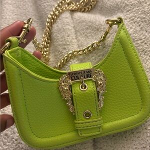 Versace Jeans Couture Neon Green Mini Bag with Gold Accents